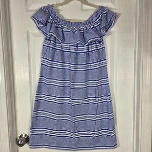 Vineyard Vines Women's Striped Off The Shoulder Dress in Blue & White Sz Medium